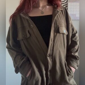 LA MIEL Olive Green Fleece Flannel Jacket